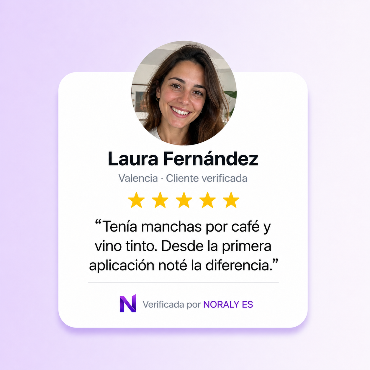 Laura Fernández, Valencia — ⭐⭐⭐⭐⭐ Cliente verificada NORALY ES